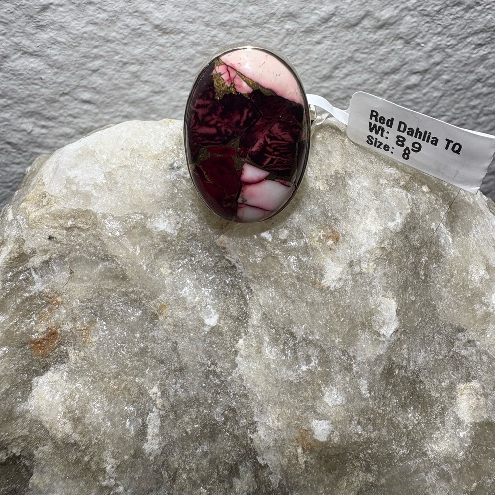 Red Dahlia Turquoise Ring